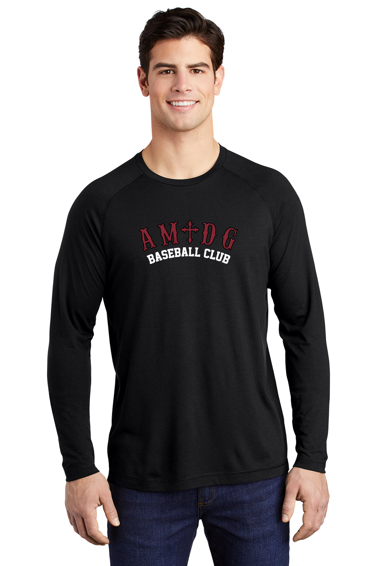 AMDG Baseball - Men's Long Sleeve Tri-Blend Raglan - AMDG | Tee
