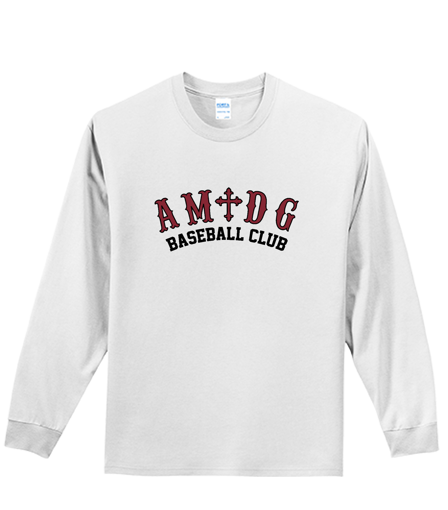 AMDG Baseball - Men's Long Sleeve Core Cotton - AMDG Curve Text | Tee