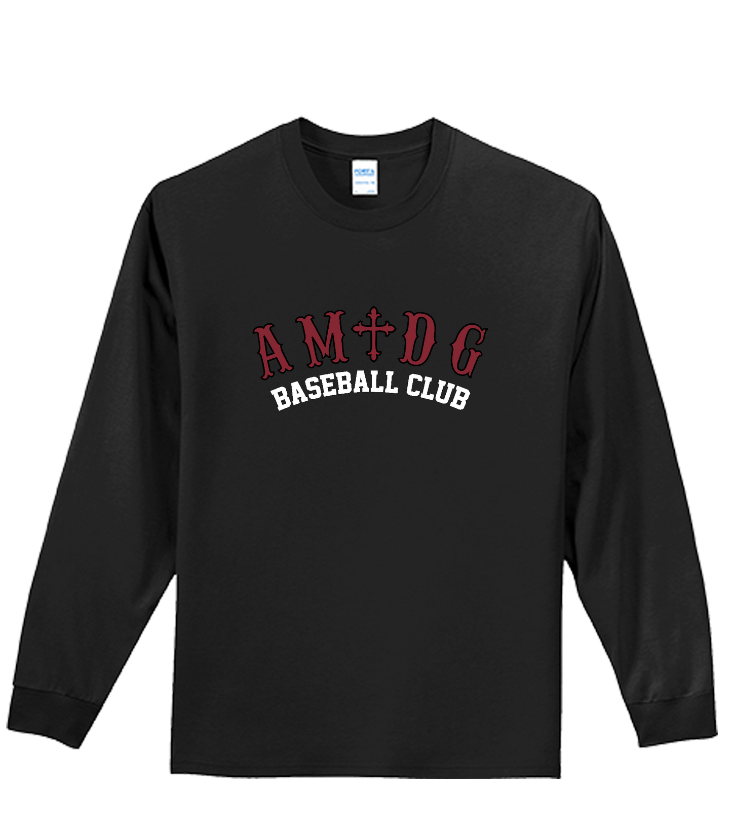 AMDG Baseball - Men's Long Sleeve Core Cotton - AMDG Curve Text | Tee