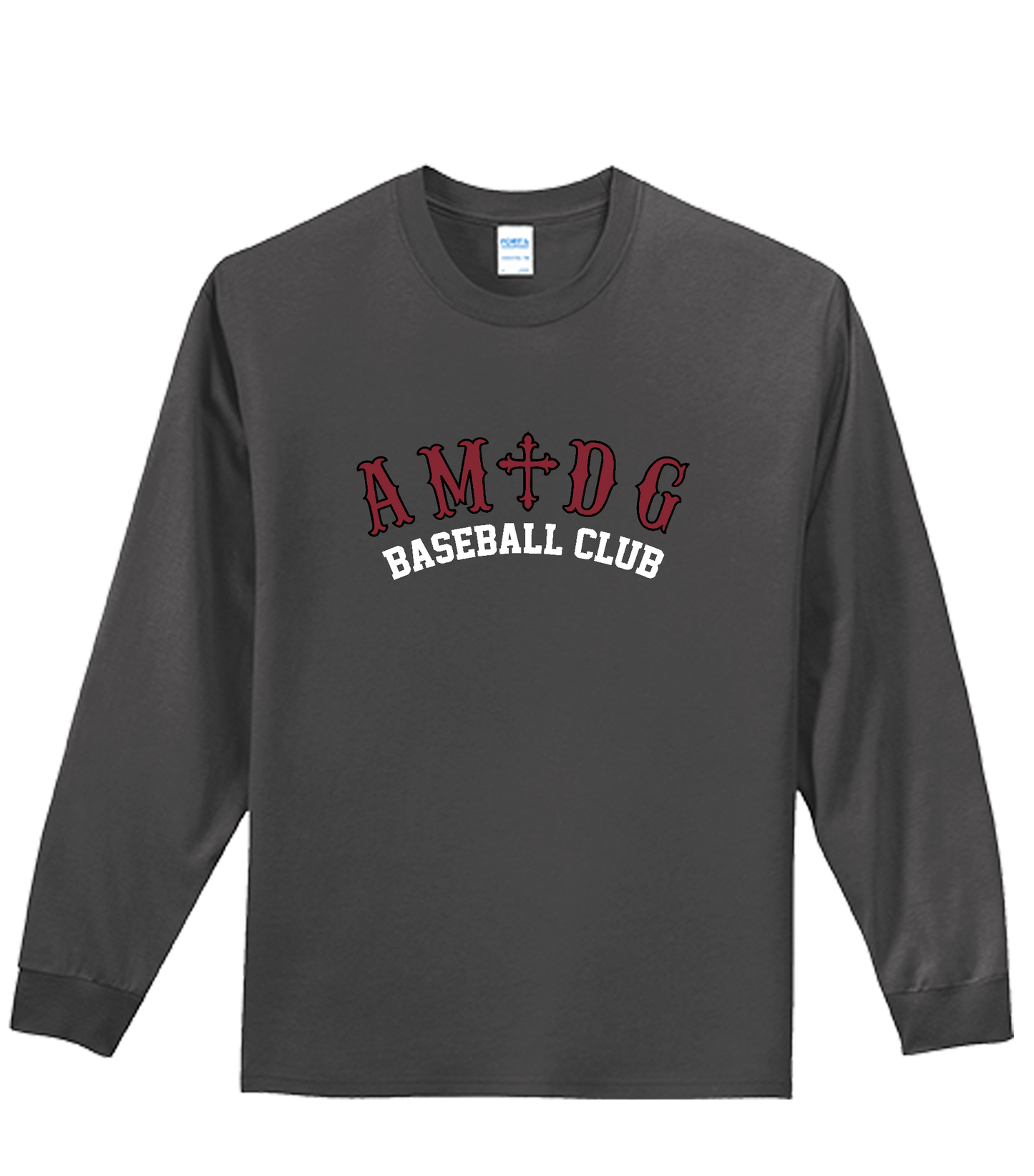 AMDG Baseball - Men's Long Sleeve Core Cotton - AMDG Curve Text | Tee