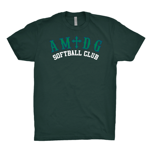 AMDG Softball- Unisex Cotton - Curved Logo | T-Shirt